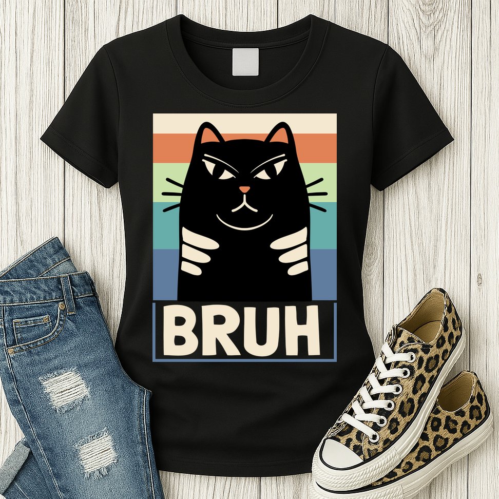 Funny Black Cat Meme Womens T-Shirt