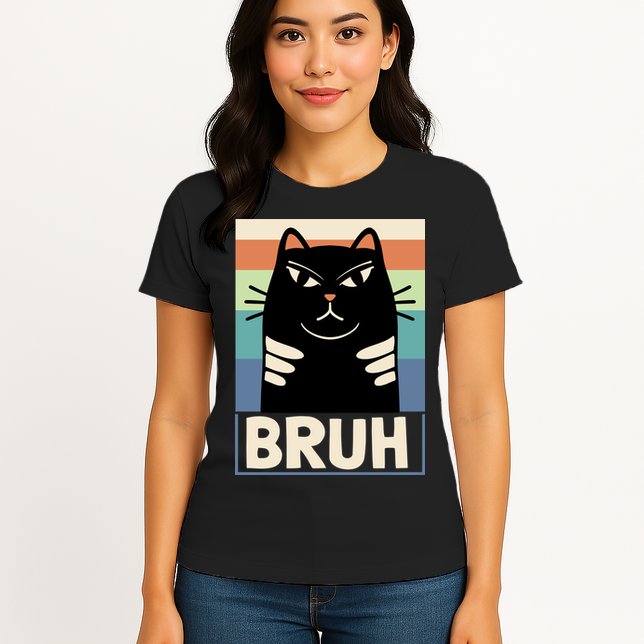Funny Black Cat Meme Womens T-Shirt