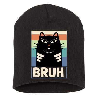 Funny Black Cat Meme Short Acrylic Beanie