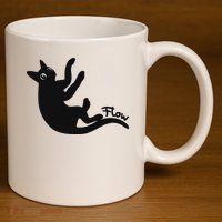 Flow Black Cat 11oz C Handle Ceramic Mug