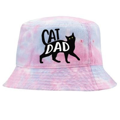 Funny Best Cat Dad Fathers Day Kitty Lover Daddy Papa Christmas Tie-Dyed Bucket Hat