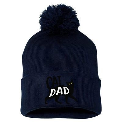 Funny Best Cat Dad Fathers Day Kitty Lover Daddy Papa Christmas Pom Pom 12in Knit Beanie