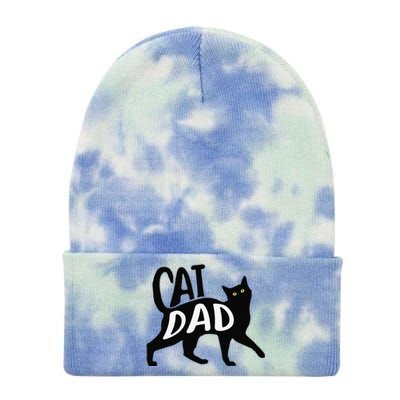 Funny Best Cat Dad Fathers Day Kitty Lover Daddy Papa Christmas Tie Dye 12in Knit Beanie