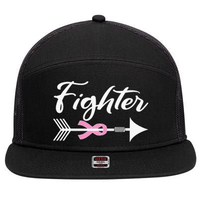 Funny Breast Cancer Fighter Pink Ribbon 7 Panel Mesh Trucker Snapback Hat