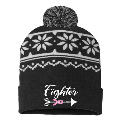 Funny Breast Cancer Fighter Pink Ribbon USA-Made Snowflake Beanie