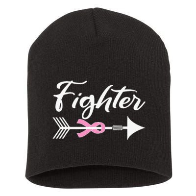 Funny Breast Cancer Fighter Pink Ribbon Short Acrylic Beanie