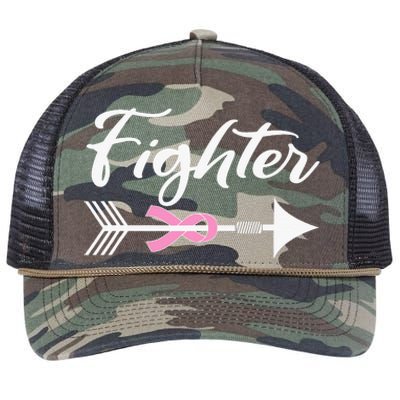 Funny Breast Cancer Fighter Pink Ribbon Retro Rope Trucker Hat Cap