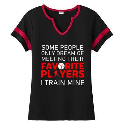 Funny Baseball Coach Trainer Bat And Ball Sports Lover Quote Ladies Halftime Notch Neck Tee