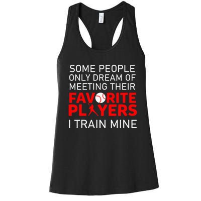 Funny Baseball Coach Trainer Bat And Ball Sports Lover Quote Women's Racerback Tank