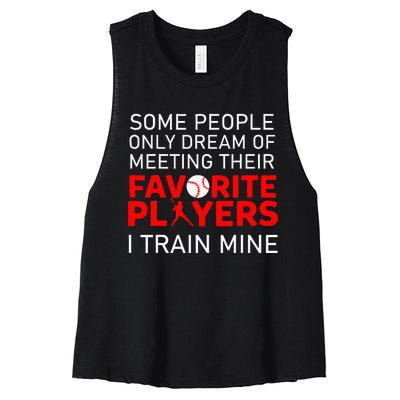 Funny Baseball Coach Trainer Bat And Ball Sports Lover Quote Women's Racerback Cropped Tank