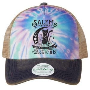 Funny Black Cat Salem Home For Wayward Cats Halloween Witch Long Sleeve Legacy Tie Dye Trucker Hat