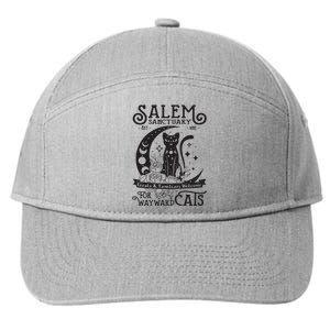 Funny Black Cat Salem Home For Wayward Cats Halloween Witch Long Sleeve 7-Panel Snapback Hat