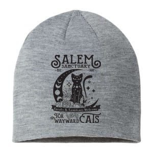 Funny Black Cat Salem Home For Wayward Cats Halloween Witch Long Sleeve Sustainable Beanie