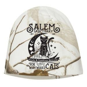 Funny Black Cat Salem Home For Wayward Cats Halloween Witch Long Sleeve Kati - Camo Knit Beanie