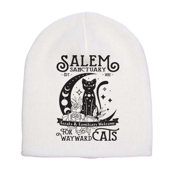 Funny Black Cat Salem Home For Wayward Cats Halloween Witch Long Sleeve Short Acrylic Beanie