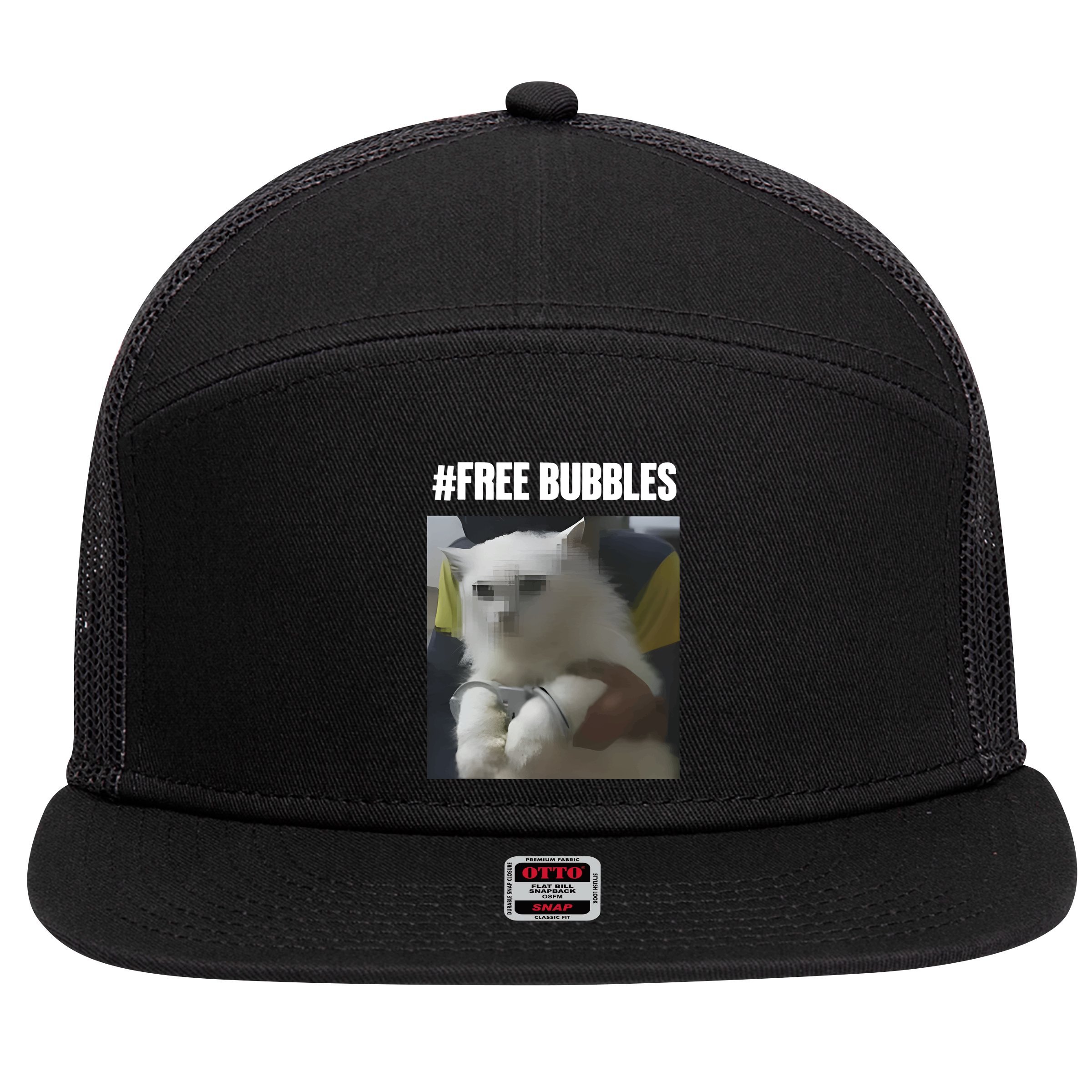 Free Bubbles Cat 7 Panel Mesh Trucker Snapback Hat