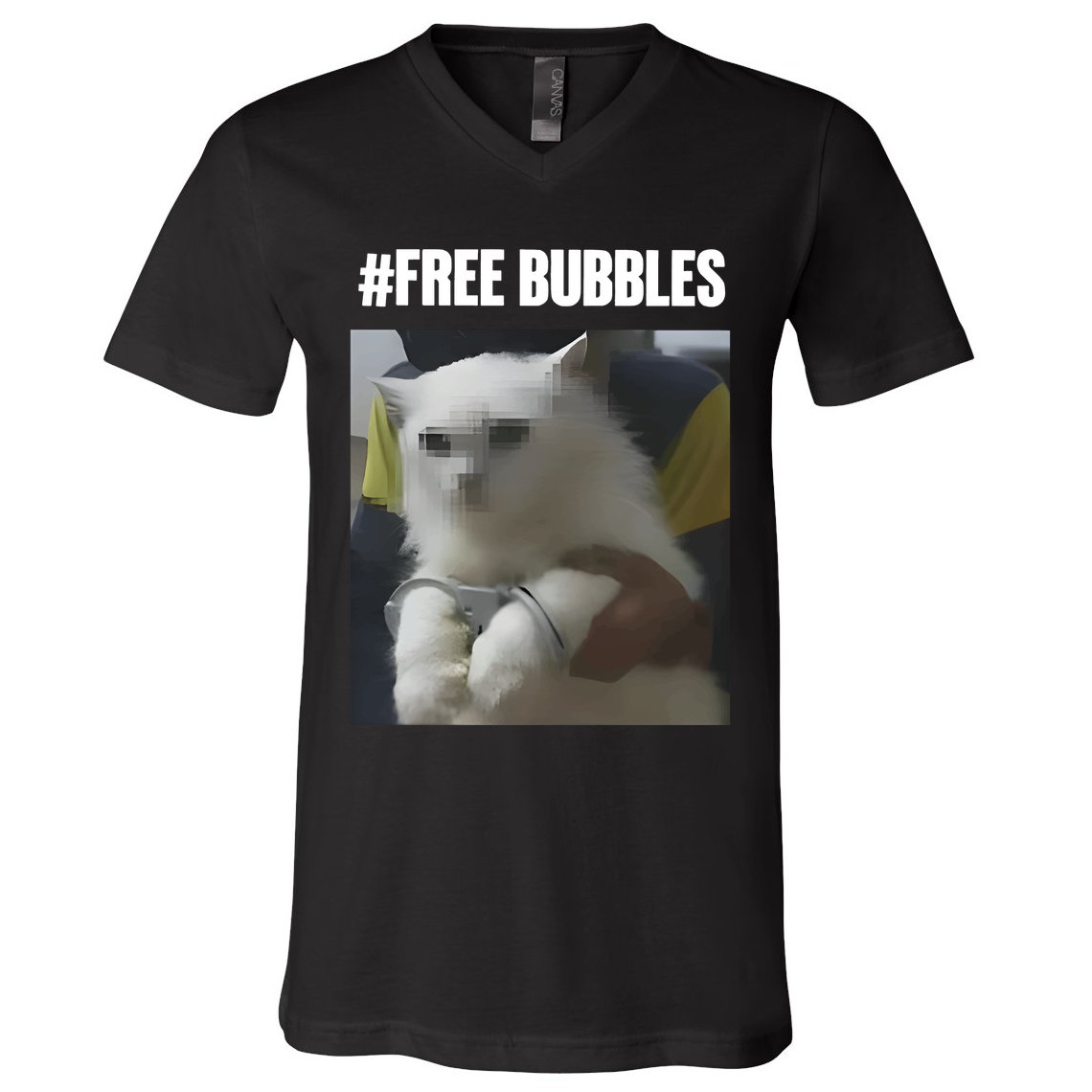 Free Bubbles Cat V-Neck T-Shirt