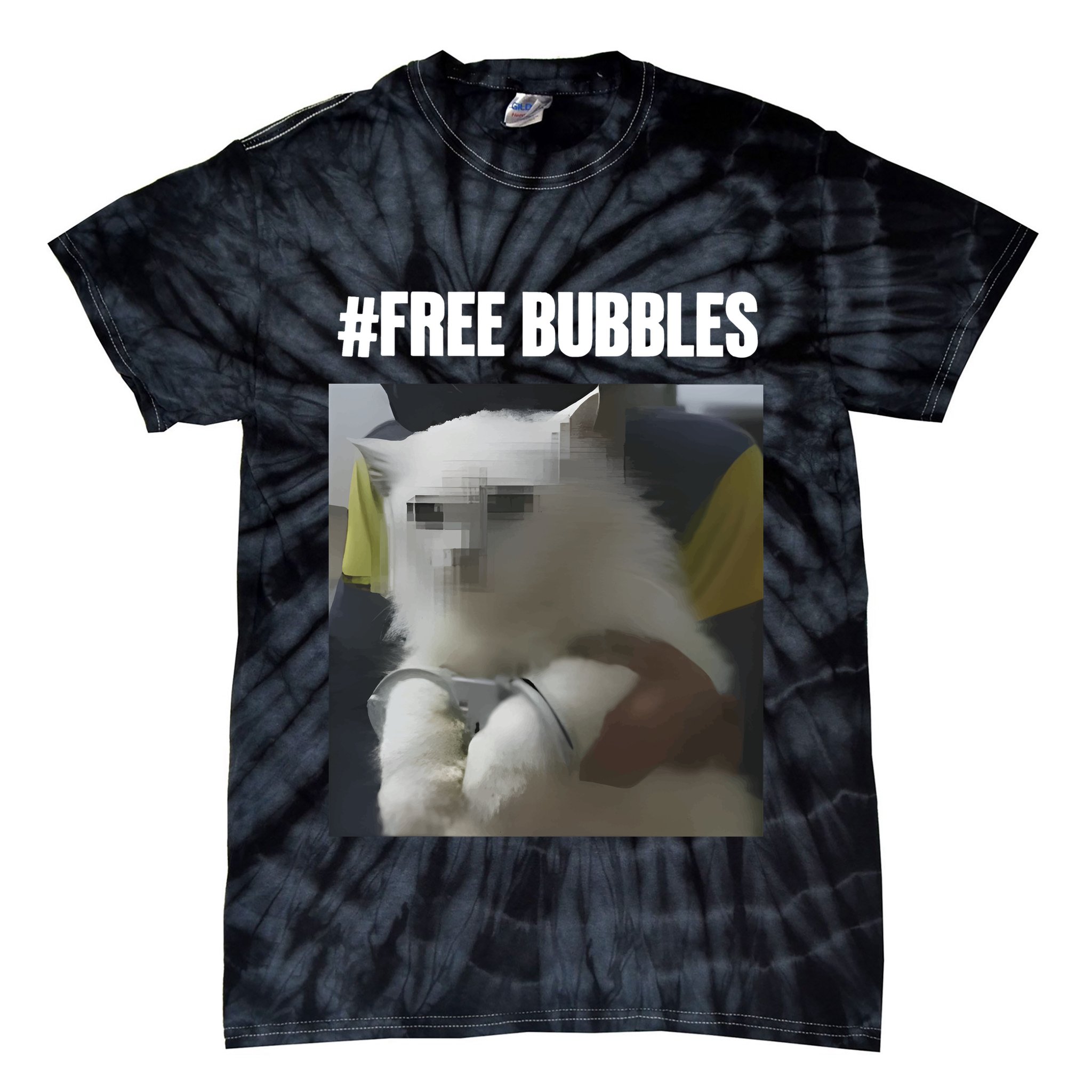 Free Bubbles Cat Tie-Dye T-Shirt