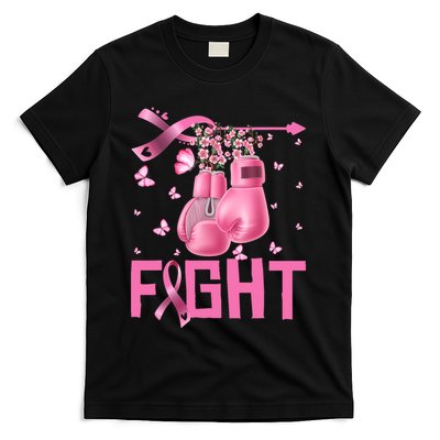 Fight Breast Cancer Awareness Boxing Gloves Warrior T-Shirt