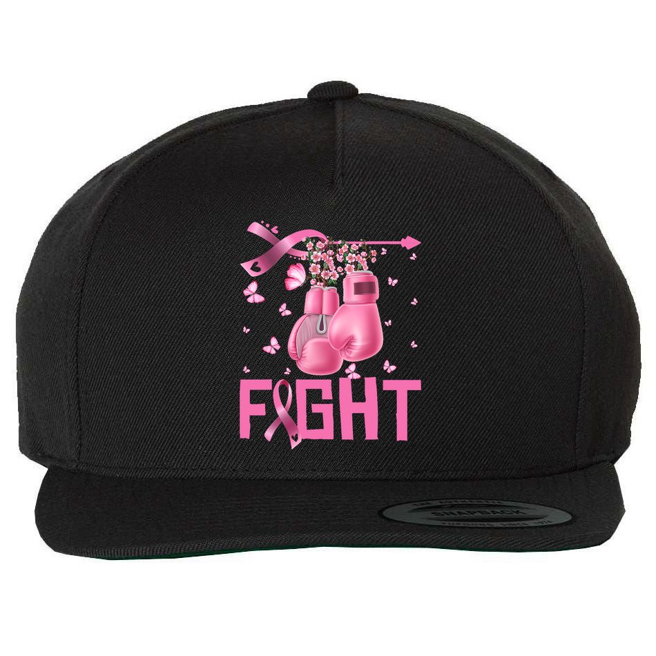 Fight Breast Cancer Awareness Boxing Gloves Warrior Wool Snapback Cap