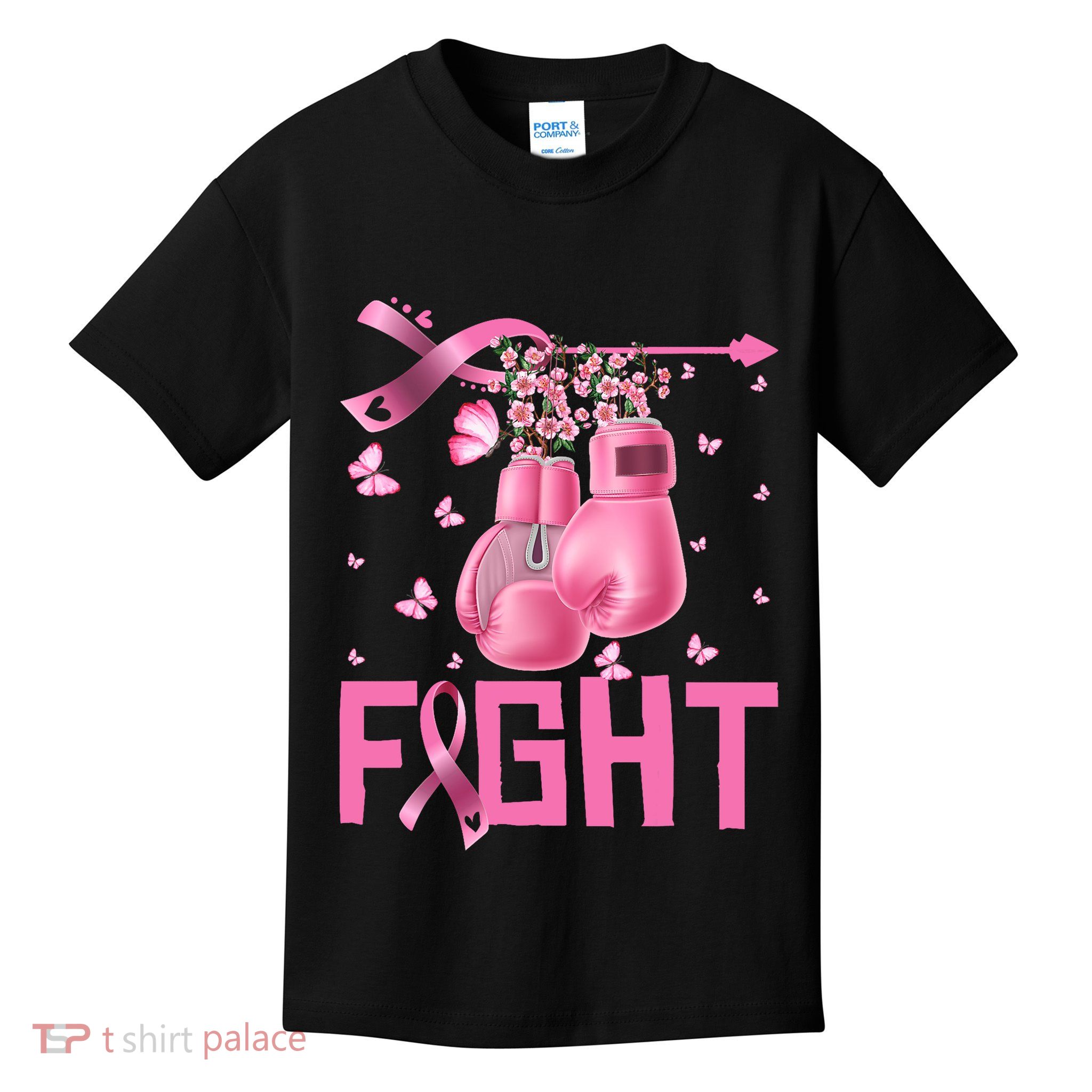 Fight Breast Cancer Awareness Boxing Gloves Warrior Kids T-Shirt