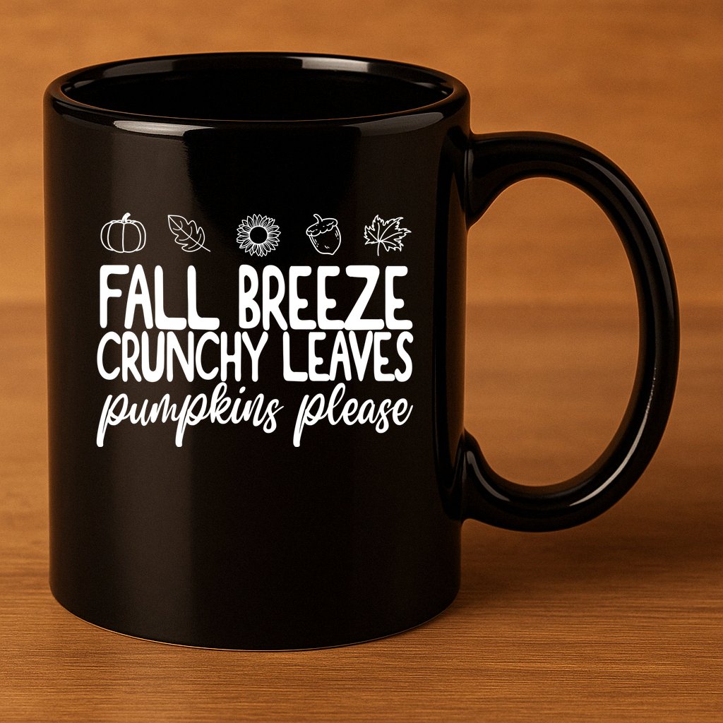 Fall Breeze Crunchy Leaves Pumpkins Please 11oz C Handle Ceramic Mug