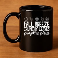 Fall Breeze Crunchy Leaves Pumpkins Please 11oz C Handle Ceramic Mug