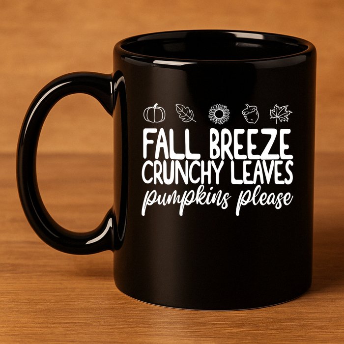 Fall Breeze Crunchy Leaves Pumpkins Please 11oz C Handle Ceramic Mug