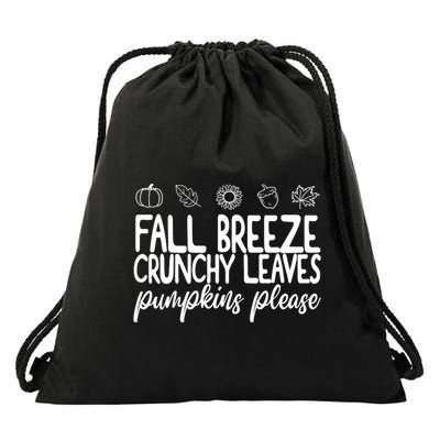 Fall Breeze Crunchy Leaves Pumpkins Please Drawstring Bag