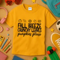 Fall Breeze Crunchy Leaves Pumpkins Please Kids T-Shirt