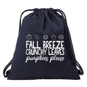 Fall Breeze Crunchy Leaves Pumpkins Please Drawstring Bag