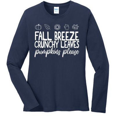 Fall Breeze Crunchy Leaves Pumpkins Please Ladies Long Sleeve Shirt