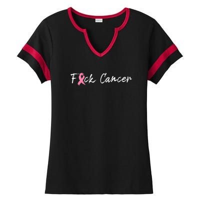 Fuck Breast Cancer | Pink Ribbon Ladies Halftime Notch Neck Tee