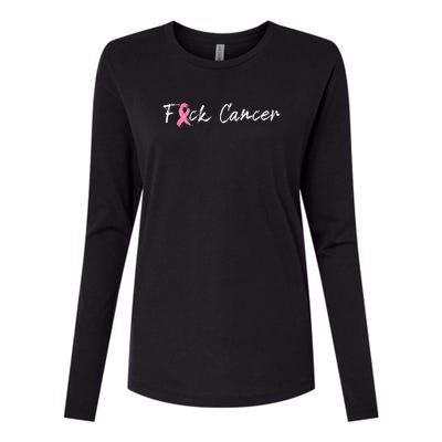 Fuck Breast Cancer | Pink Ribbon Womens Cotton Relaxed Long Sleeve T-Shirt