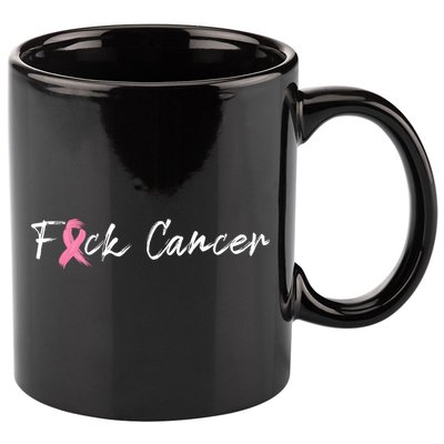 Fuck Breast Cancer | Pink Ribbon 11oz C Handle Ceramic Mug