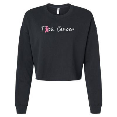 Fuck Breast Cancer | Pink Ribbon Cropped Pullover Crew