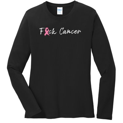 Fuck Breast Cancer | Pink Ribbon Ladies Long Sleeve Shirt