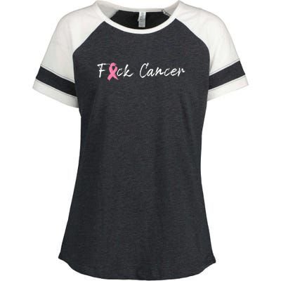 Fuck Breast Cancer | Pink Ribbon Enza Ladies Jersey Colorblock Tee