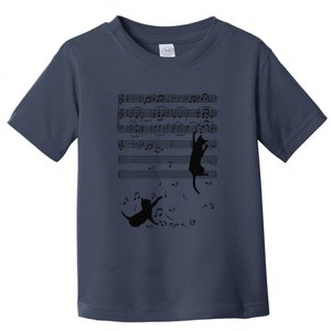 Funny Black Cat Climbing Playing Sheet Music Note Gift Idea Toddler T-Shirt