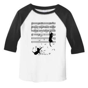 Funny Black Cat Climbing Playing Sheet Music Note Gift Idea Toddler Fine Jersey T-Shirt