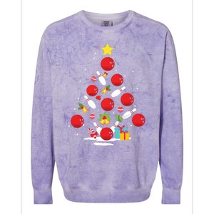 Funny Bowling Christmas Tree Lights Xmas Gifts For Men Women Colorblast Crewneck Sweatshirt