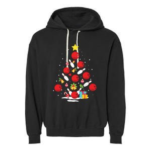 Funny Bowling Christmas Tree Lights Xmas Gifts For Men Women Garment-Dyed Fleece Hoodie