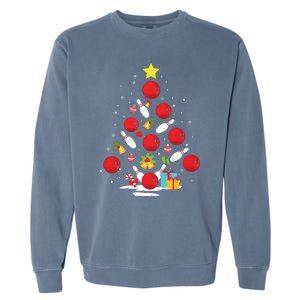 Funny Bowling Christmas Tree Lights Xmas Gifts For Men Women Garment-Dyed Sweatshirt