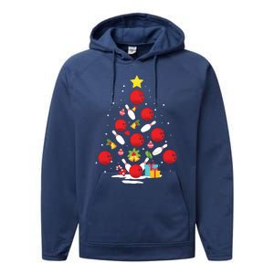 Funny Bowling Christmas Tree Lights Xmas Gifts For Men Women Performance Fleece Hoodie