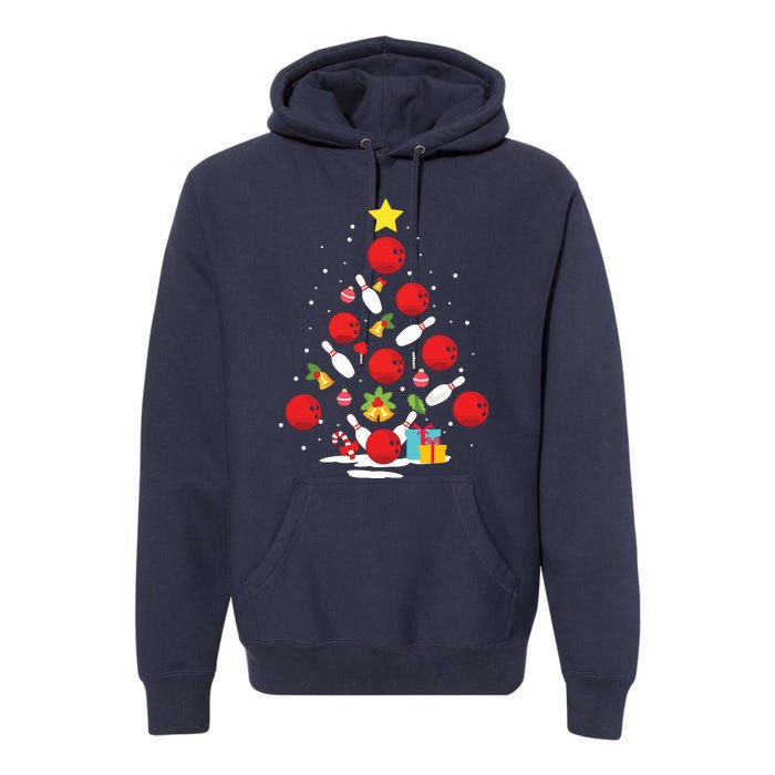 Funny Bowling Christmas Tree Lights Xmas Gifts For Men Women Premium Hoodie