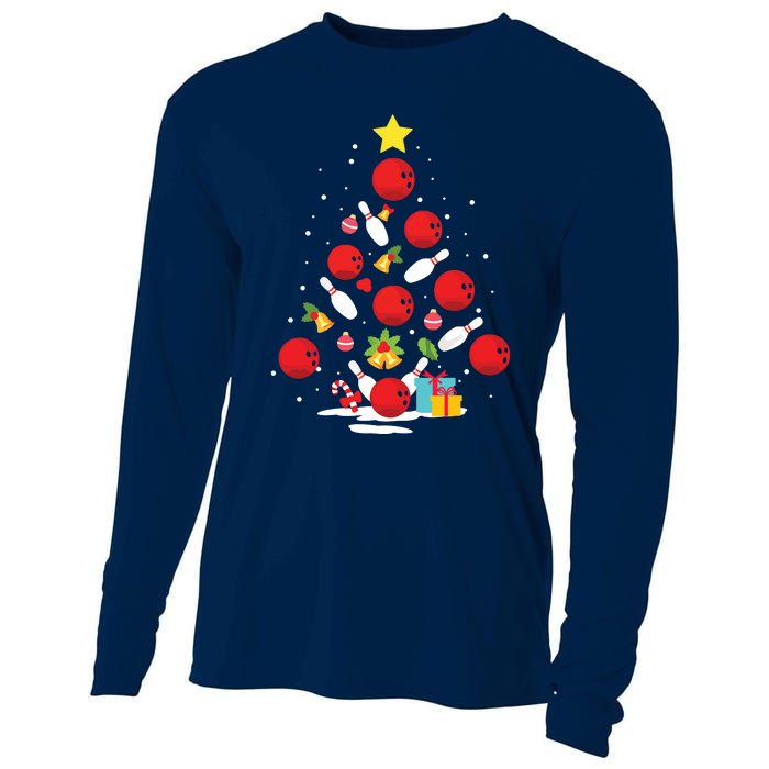 Funny Bowling Christmas Tree Lights Xmas Gifts For Men Women Cooling Performance Long Sleeve Crew