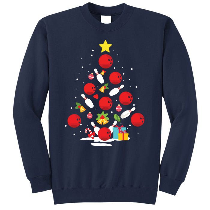 Funny Bowling Christmas Tree Lights Xmas Gifts For Men Women Tall Sweatshirt