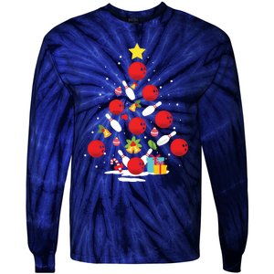 Funny Bowling Christmas Tree Lights Xmas Gifts For Men Women Tie-Dye Long Sleeve Shirt