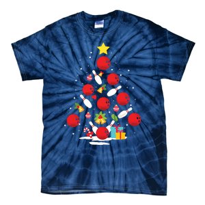 Funny Bowling Christmas Tree Lights Xmas Gifts For Men Women Tie-Dye T-Shirt