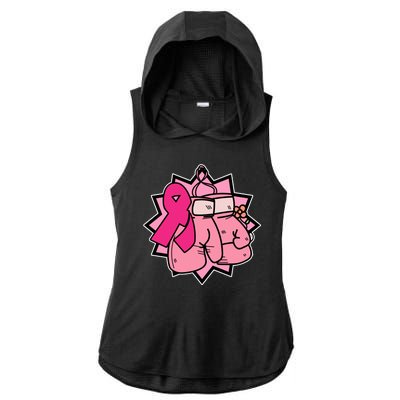 Fight Breast Cancer Boxing Ladies PosiCharge Tri-Blend Wicking Draft Hoodie Tank